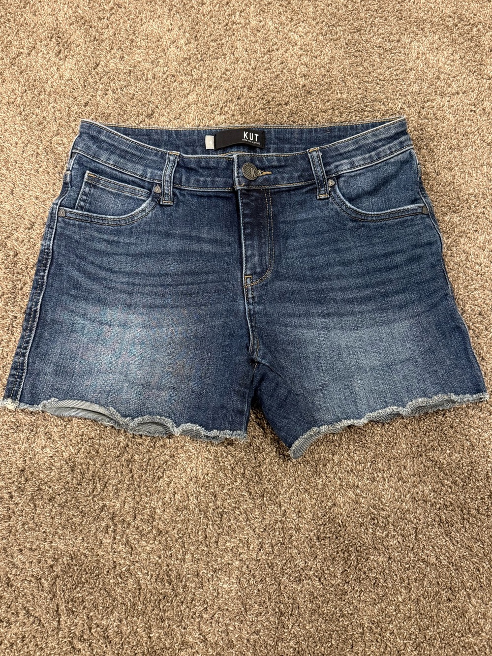 KUT From The Kloth - Gidget Fray Denim Shorts - Size 4 - Medium Wash Cutoff
